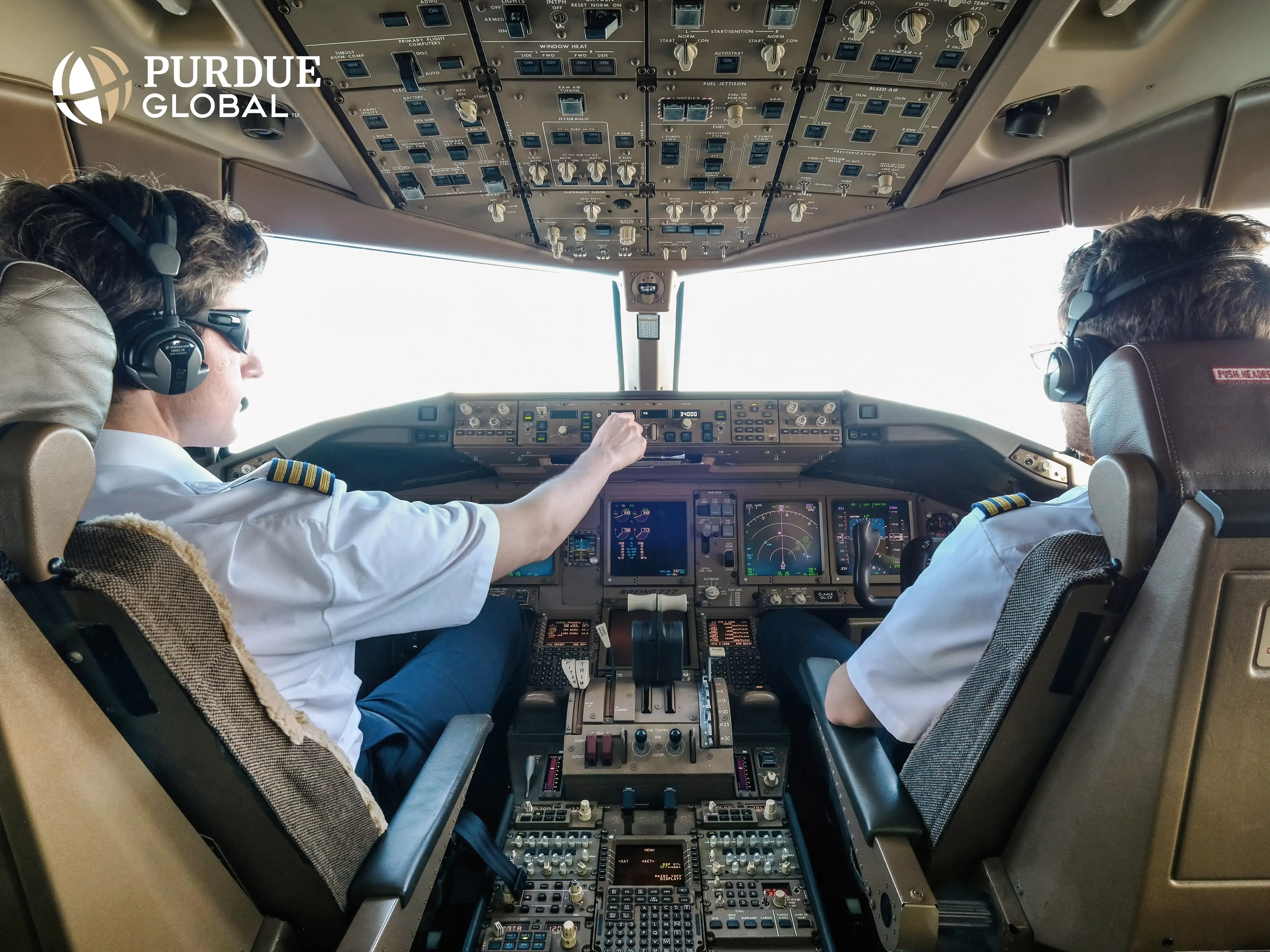Commercial pilots in the cockpit